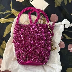 Zara Pink Crossbody Bag with Glittery Finish